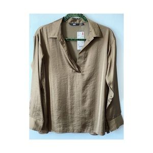 Uniqlo satin long sleeved blouse